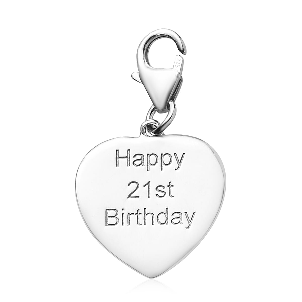 Platinum Overlay Sterling Silver Happy 21st Birthday Charm