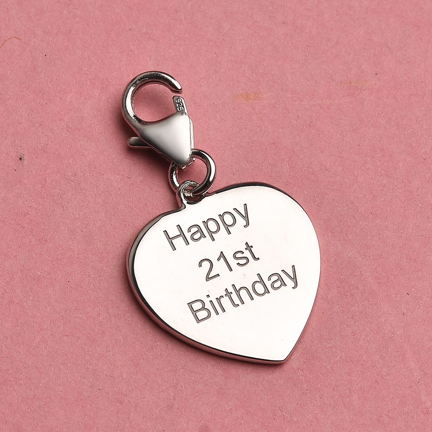 Platinum Overlay Sterling Silver Happy 21st Birthday Charm
