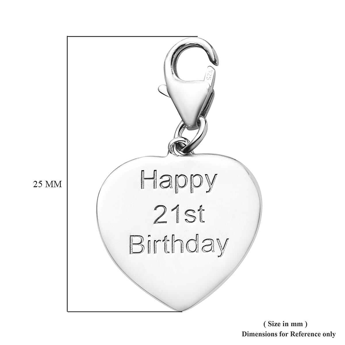 Platinum Overlay Sterling Silver Happy 21st Birthday Charm