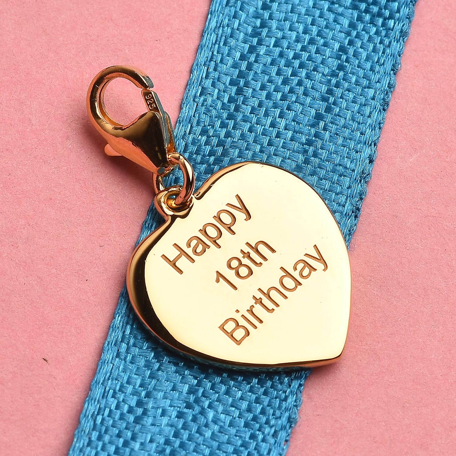 14K Gold Overlay Sterling Silver Happy 18th Birthday Charm