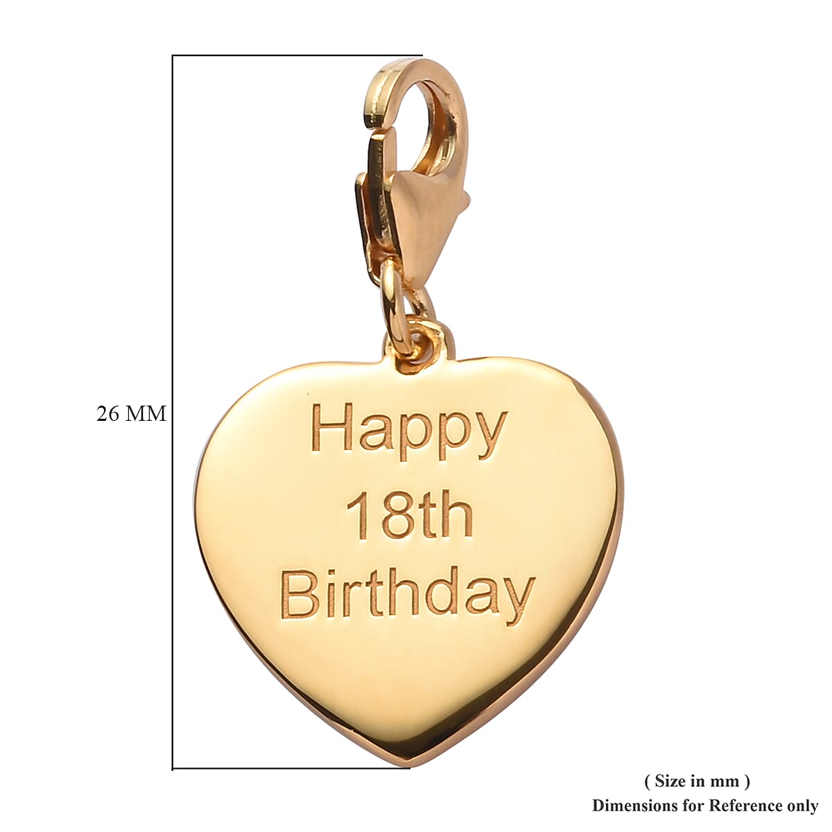 14K Gold Overlay Sterling Silver Happy 18th Birthday Charm