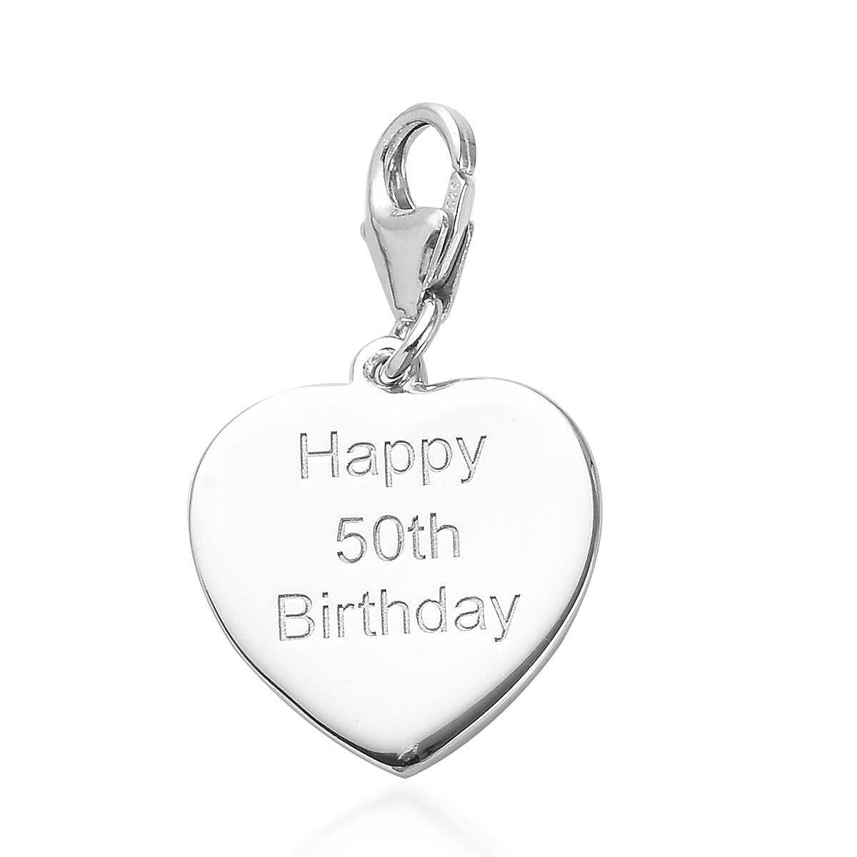 Platinum Overlay Sterling Silver Happy 50th Birthday Charm