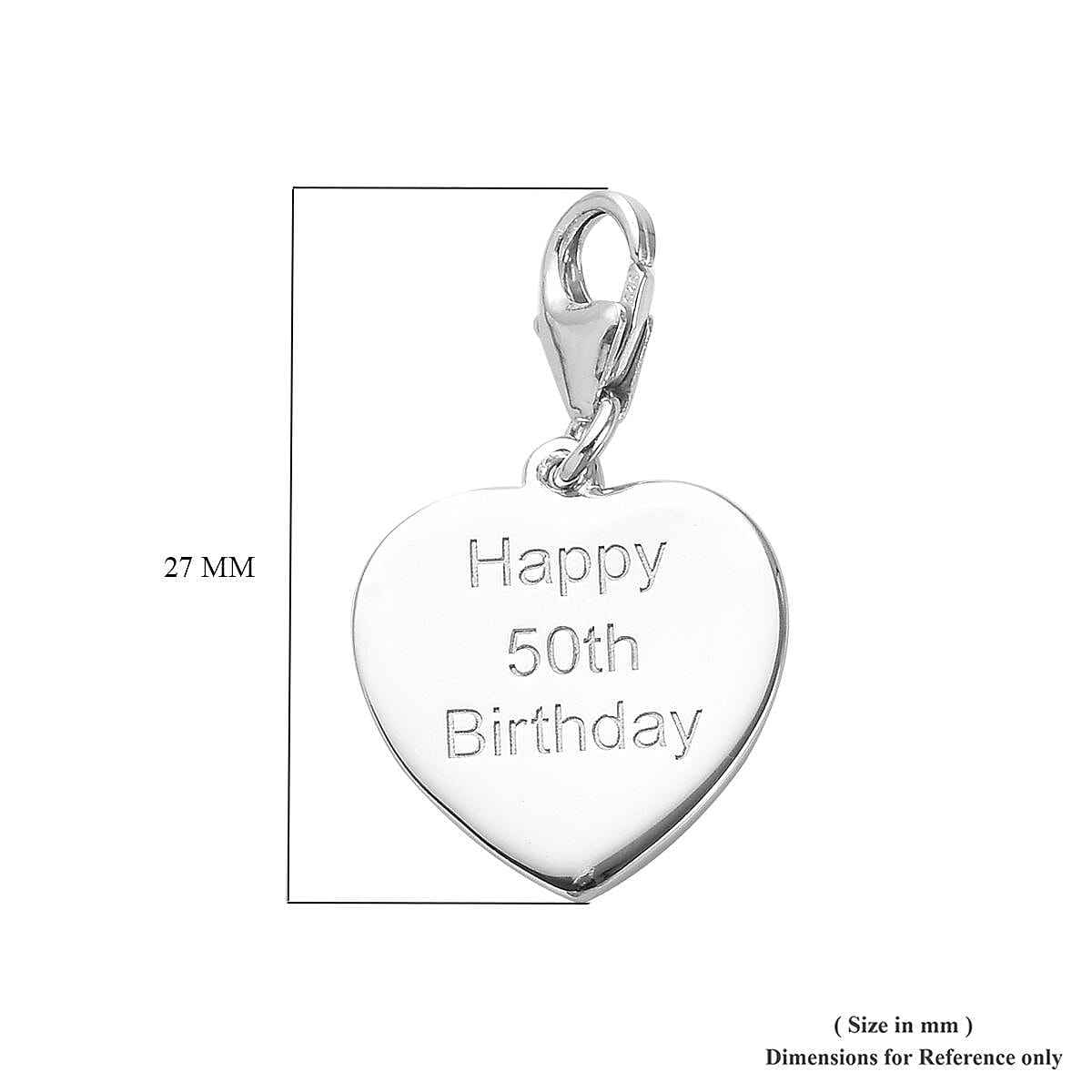 Platinum Overlay Sterling Silver Happy 50th Birthday Charm