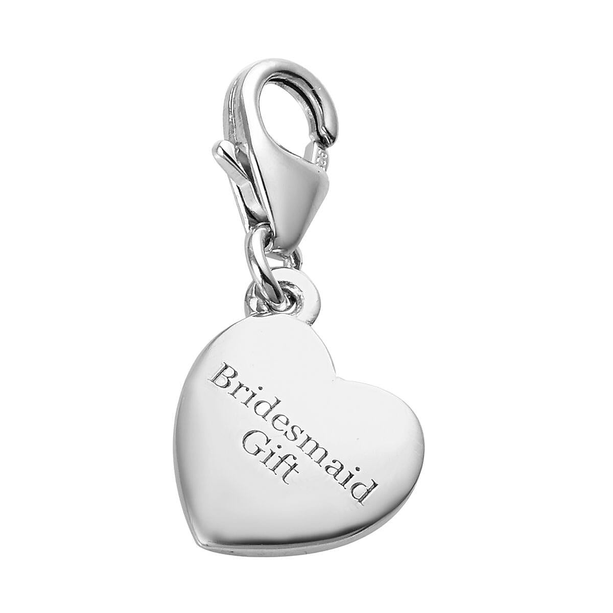 Platinum Overlay Sterling Silver Bridesmaid Gift Heart Charm