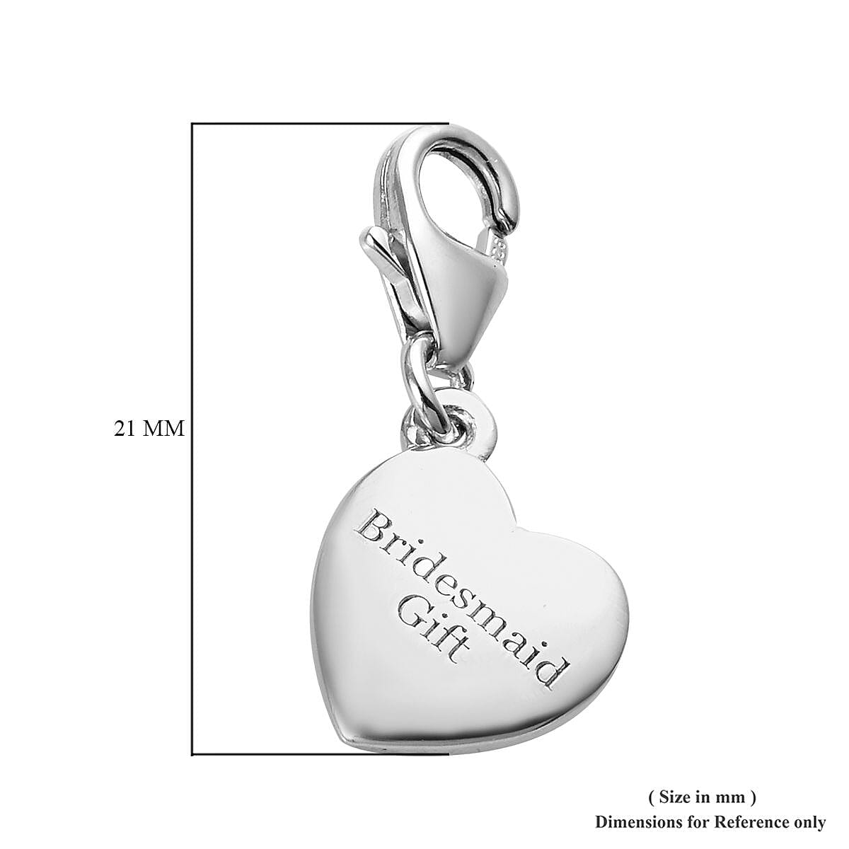 Platinum Overlay Sterling Silver Bridesmaid Gift Heart Charm