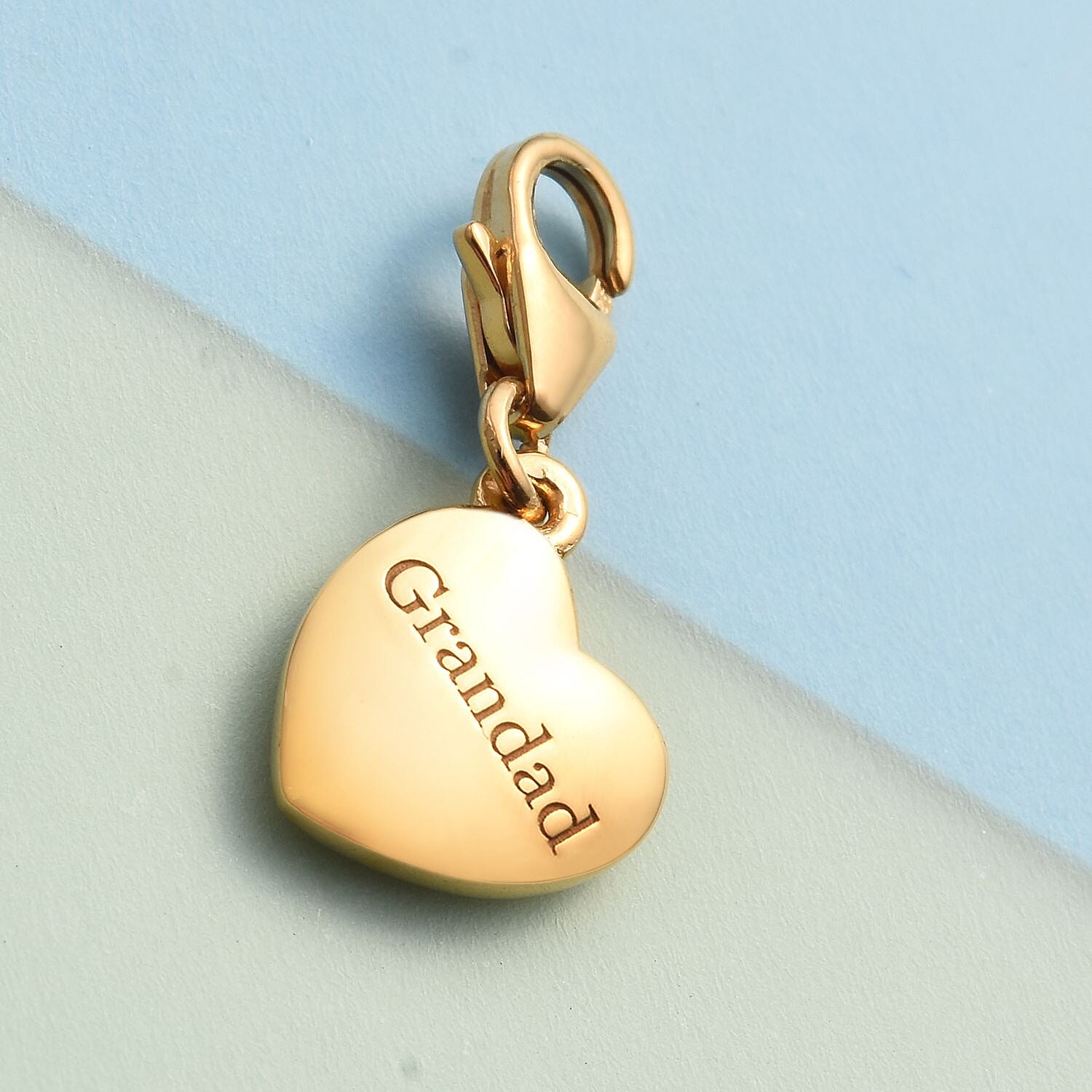 14K Gold Overlay Sterling Silver Grandad Heart Charm