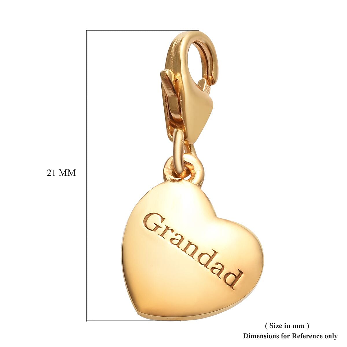 14K Gold Overlay Sterling Silver Grandad Heart Charm