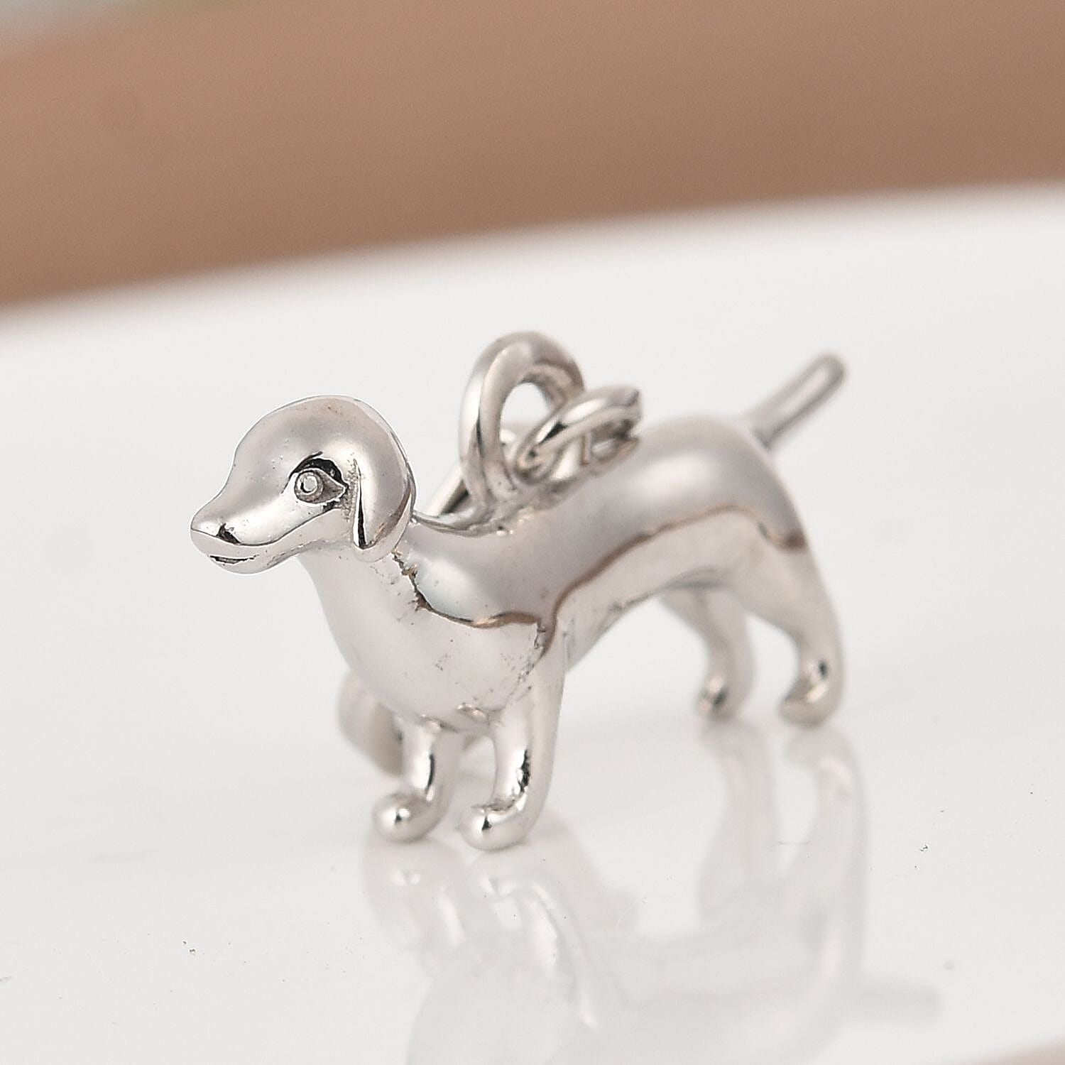 Charms De Memoire Platinum Overlay Sterling Silver Dog Charm