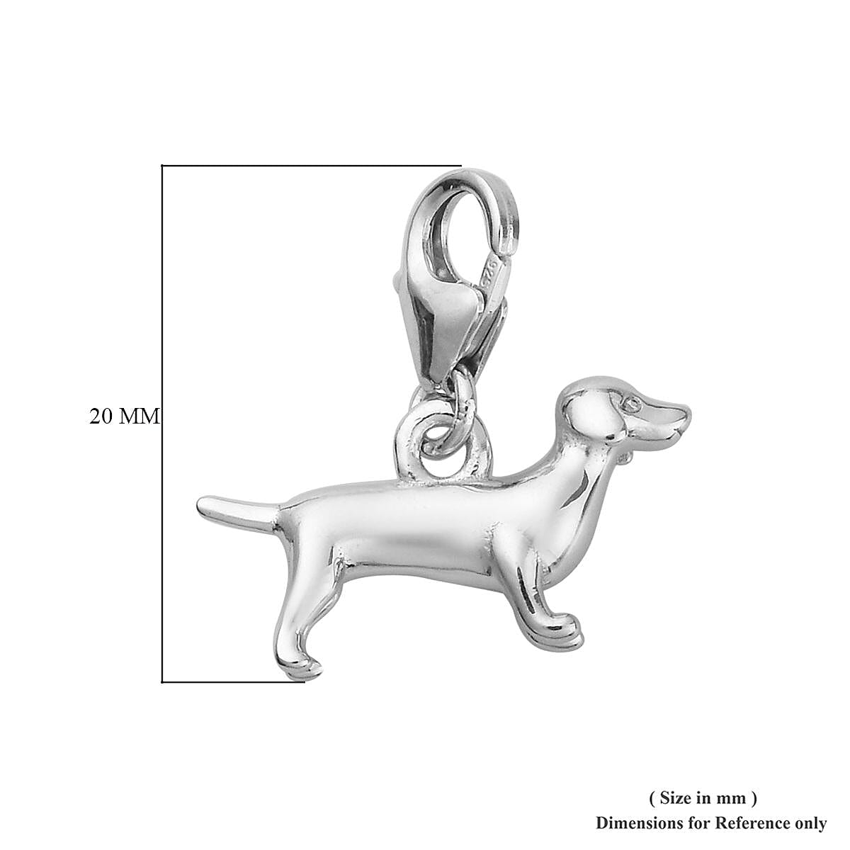 Charms De Memoire Platinum Overlay Sterling Silver Dog Charm