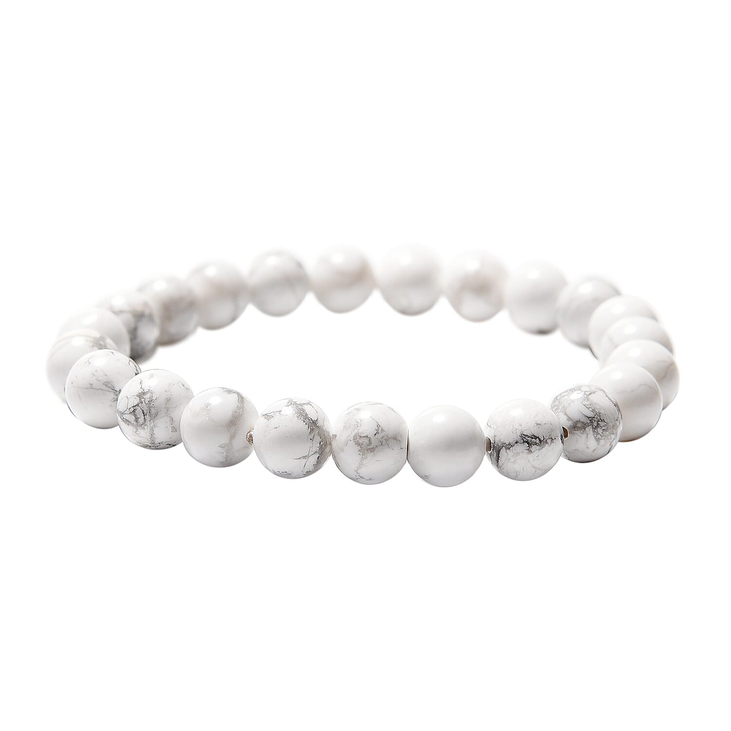 White Howlite Beads Stretchable Bracelet (Size 6.5) 103.50 Ct.