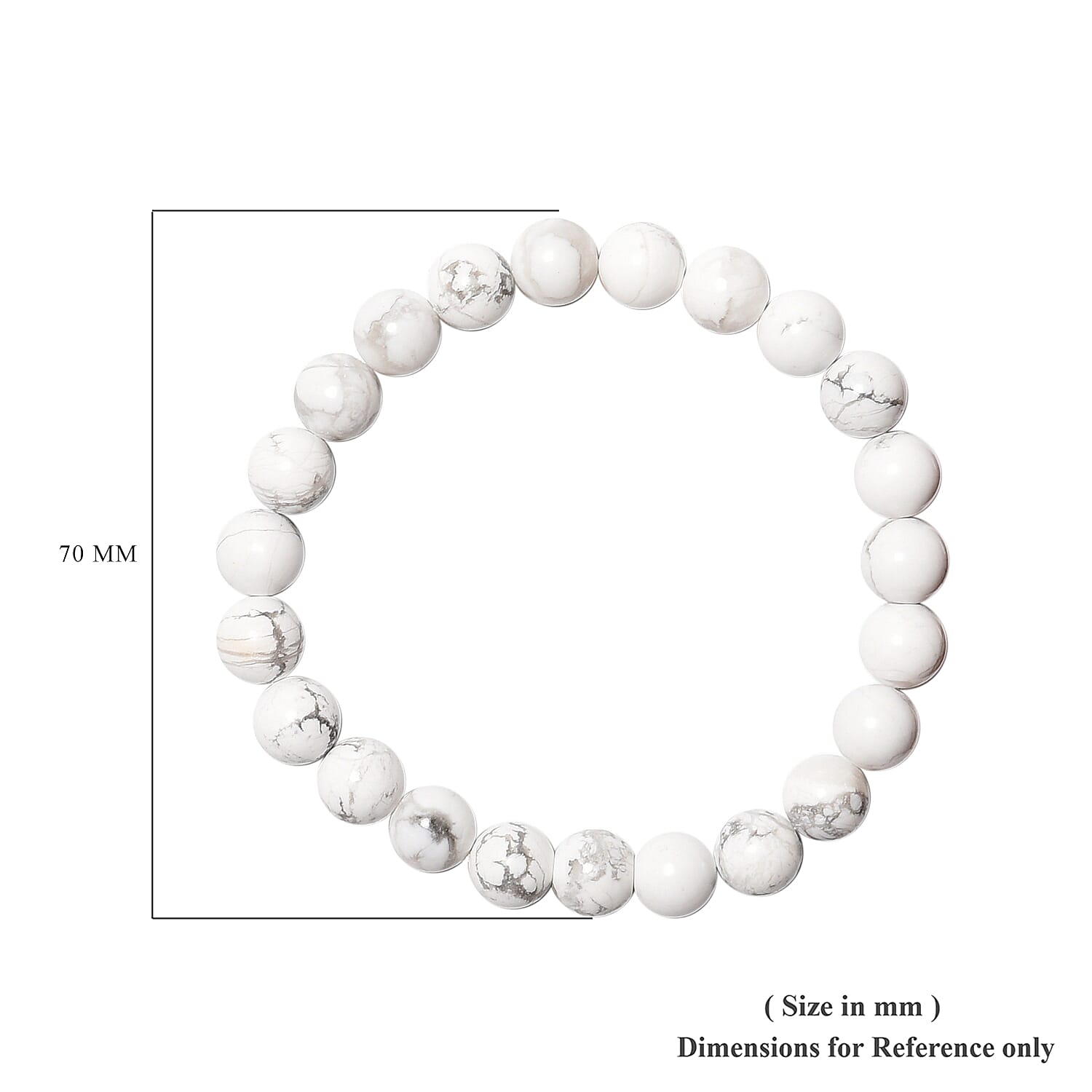 White Howlite Beads Stretchable Bracelet (Size 6.5) 103.50 Ct.
