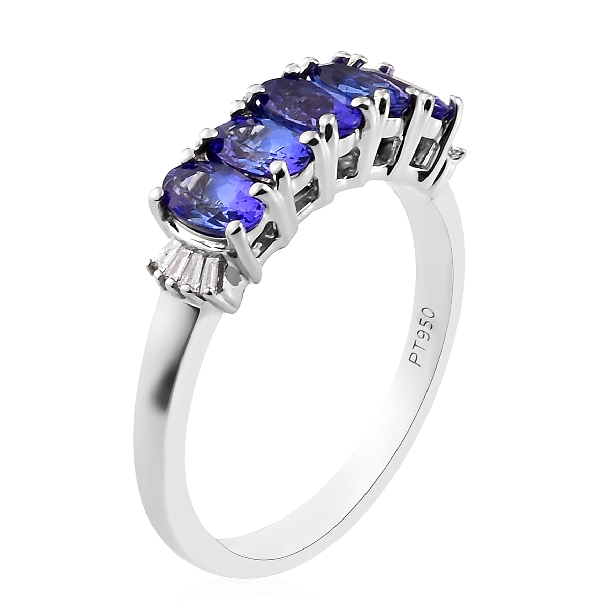 RHAPSODY 950 Platinum AAAA Tanzanite and Diamond Ring 1.05 Ct, Platinum wt. 4.35 Gms