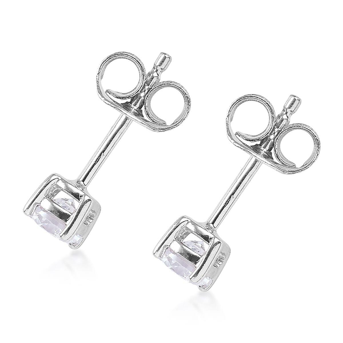 J Francis - 9K White Gold Kids Stud Earrings (with Push Back) Made with Finest CZ 0.50 Ct.