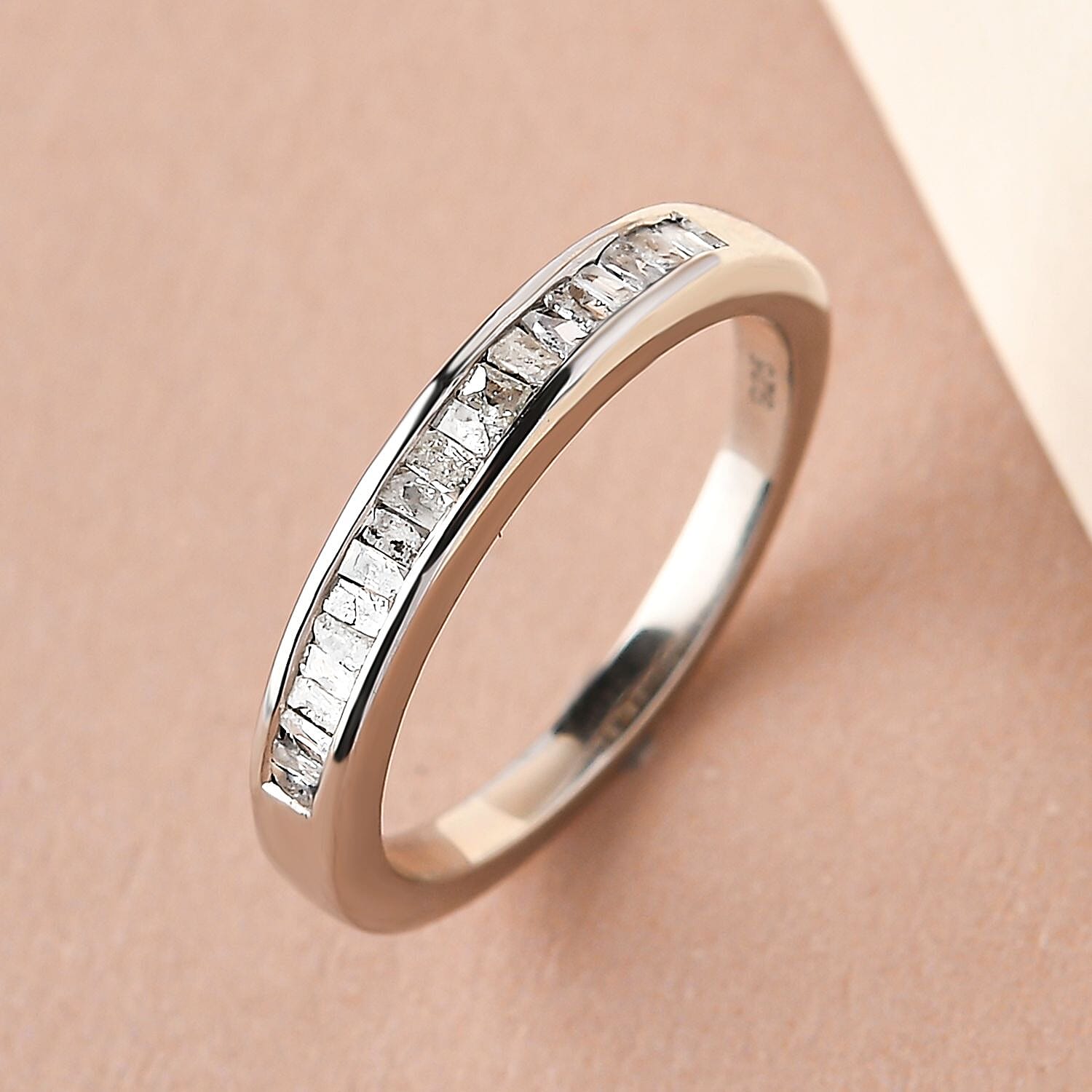Diamond Half Eternity Ring in Platinum Overlay Sterling Silver 0.25 Ct.