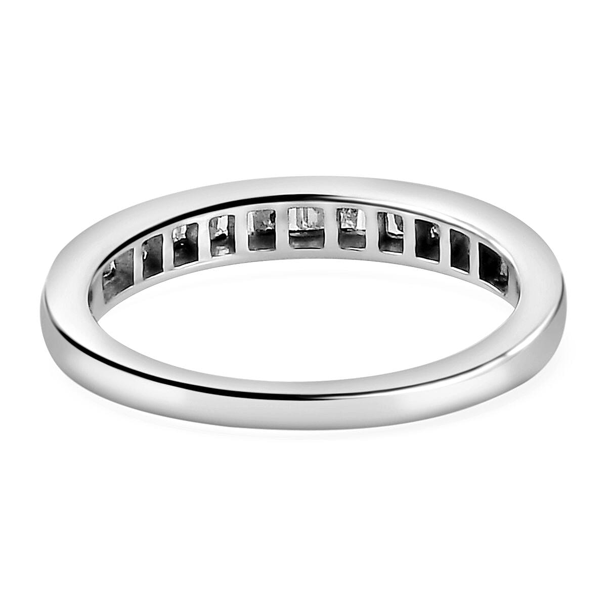 Diamond Half Eternity Ring in Platinum Overlay Sterling Silver 0.25 Ct.