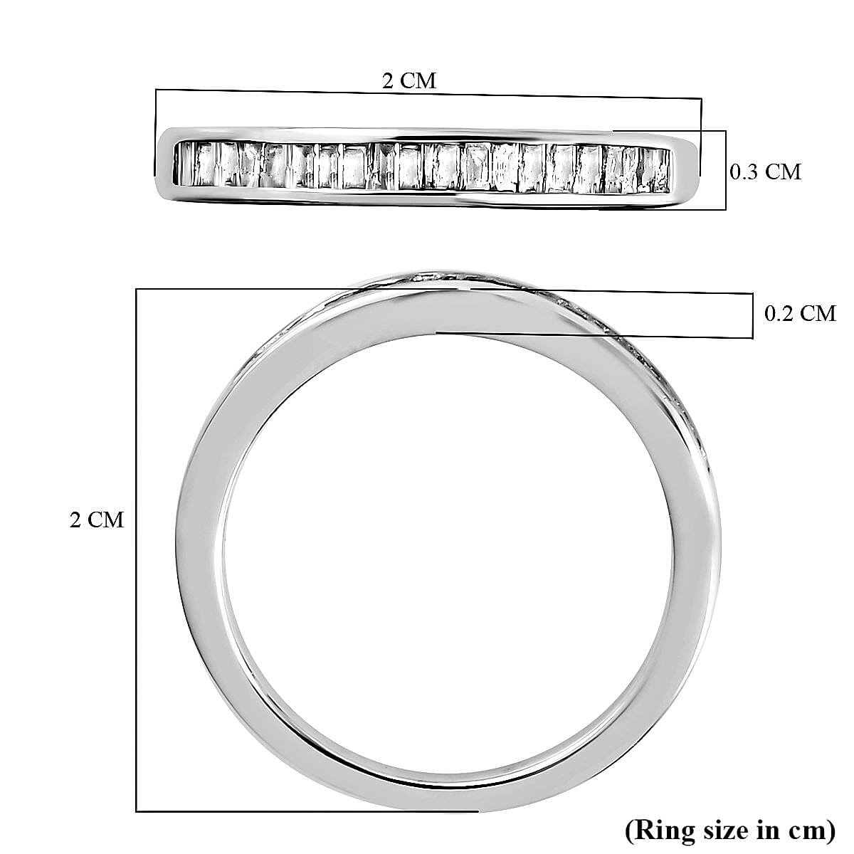 Diamond Half Eternity Ring in Platinum Overlay Sterling Silver 0.25 Ct.