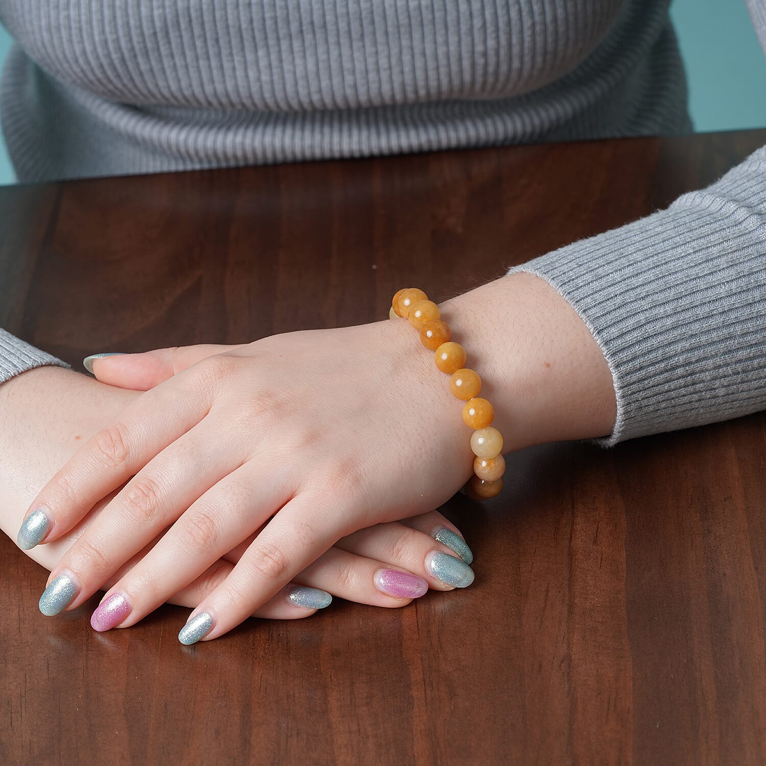 Yellow Quartzite Beads Stretchable Bracelet (Size 6.5) 152.50 Ct.