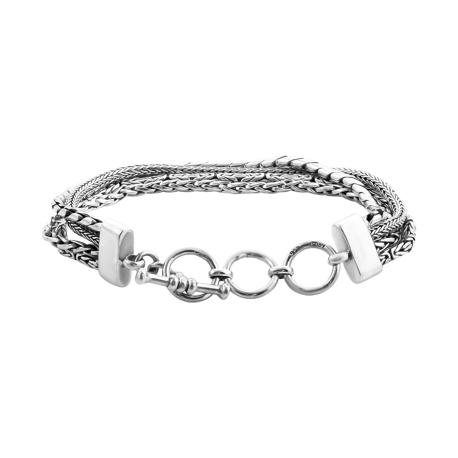 Royal Bali Collection - Sterling Silver Bracelet (Size 8 With Extender), with T-bar Lock, Silver Wt. 28.42 Gms