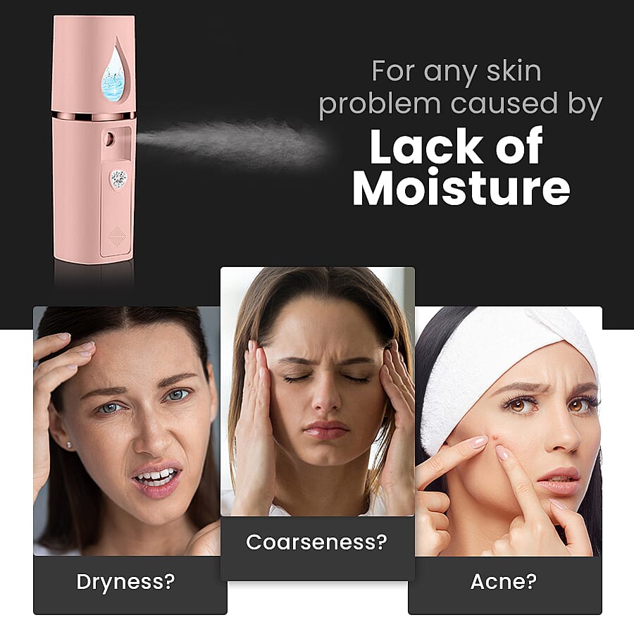 New Arrival- Portable Facial Spray Humidifier with USB Charger - Pink