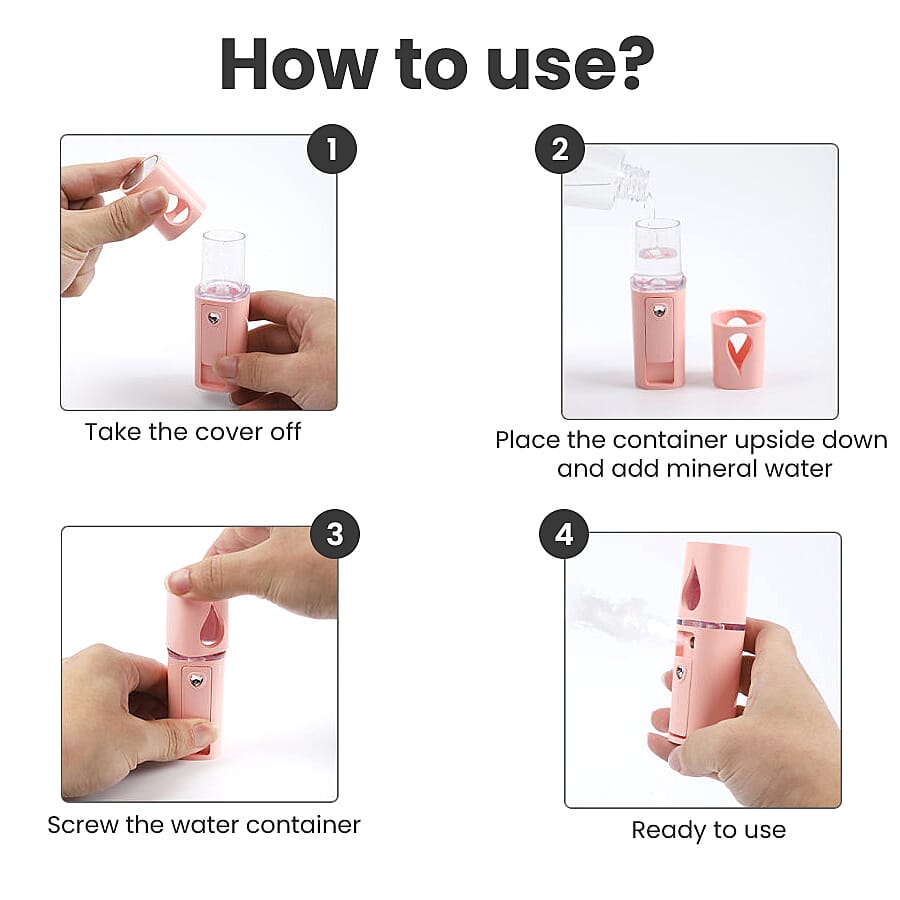 New Arrival- Portable Facial Spray Humidifier with USB Charger - Pink