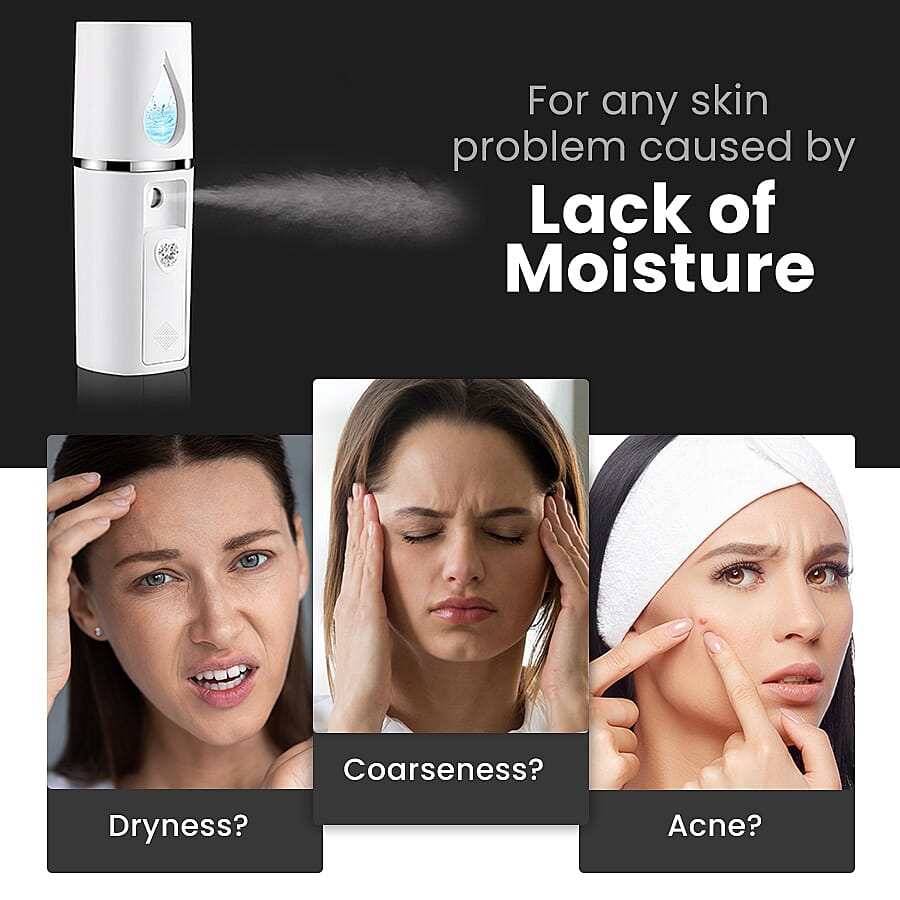 Portable Facial Spray Humidifier with USB Charger - White