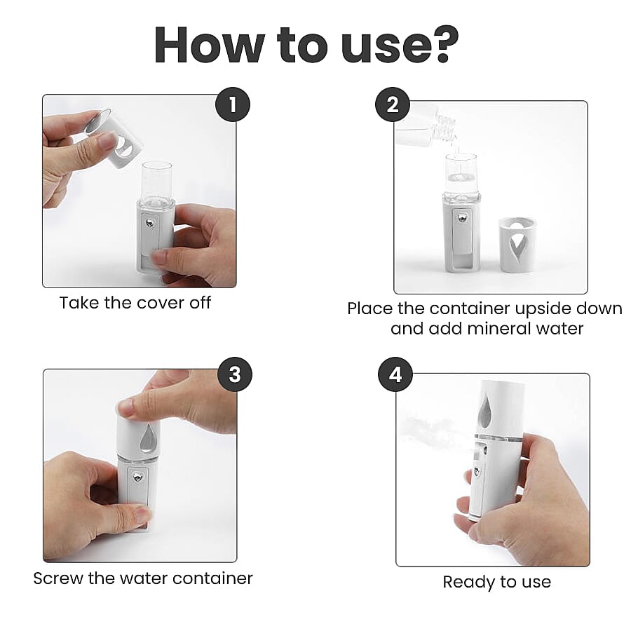 Portable Facial Spray Humidifier with USB Charger - White