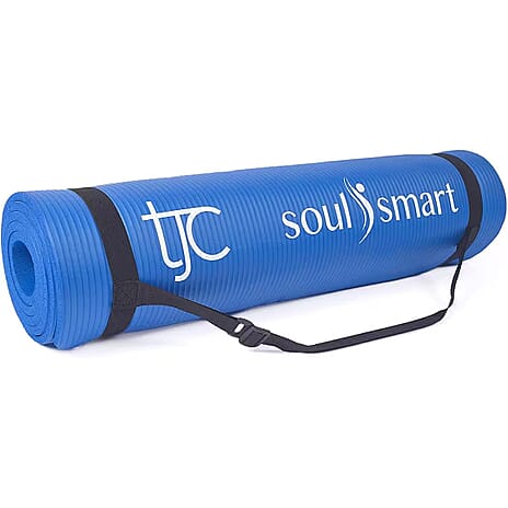 Soul Smart NBR Yoga Mat Non Slip Exercise - Pilates Mat with Carrying Strap (Size 188x61 cm) - Dark Blue