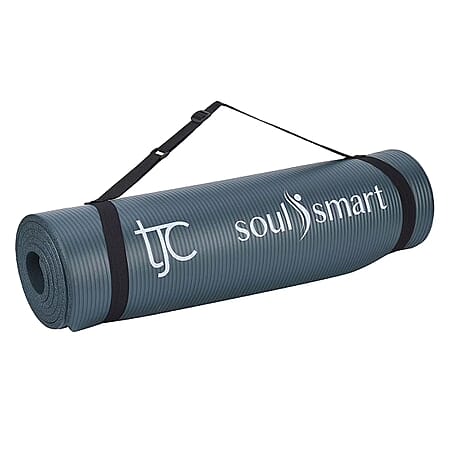 Soul Smart NBR Non-Slip High Density 10MM Travel Yoga Mat with Carrying Strap for Yoga, Pilates and Fitness