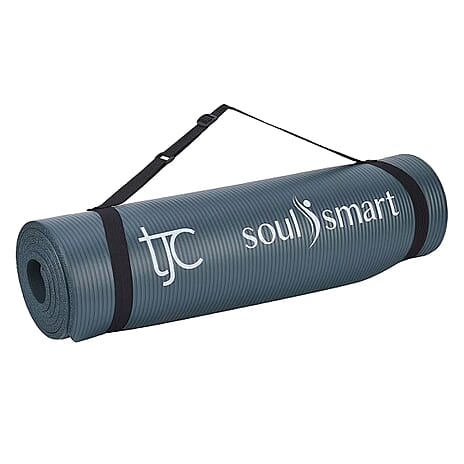 Soul Smart NBR Yoga Mat Non Slip Exercise - Pilates Mat with Carrying Strap (Size 188x61 cm) - Atrovirens