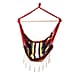 Striped Hanging Rope Hammock Swing Seat with 2 Cushions (Size 100x130 cm) - Red and Multi Colour