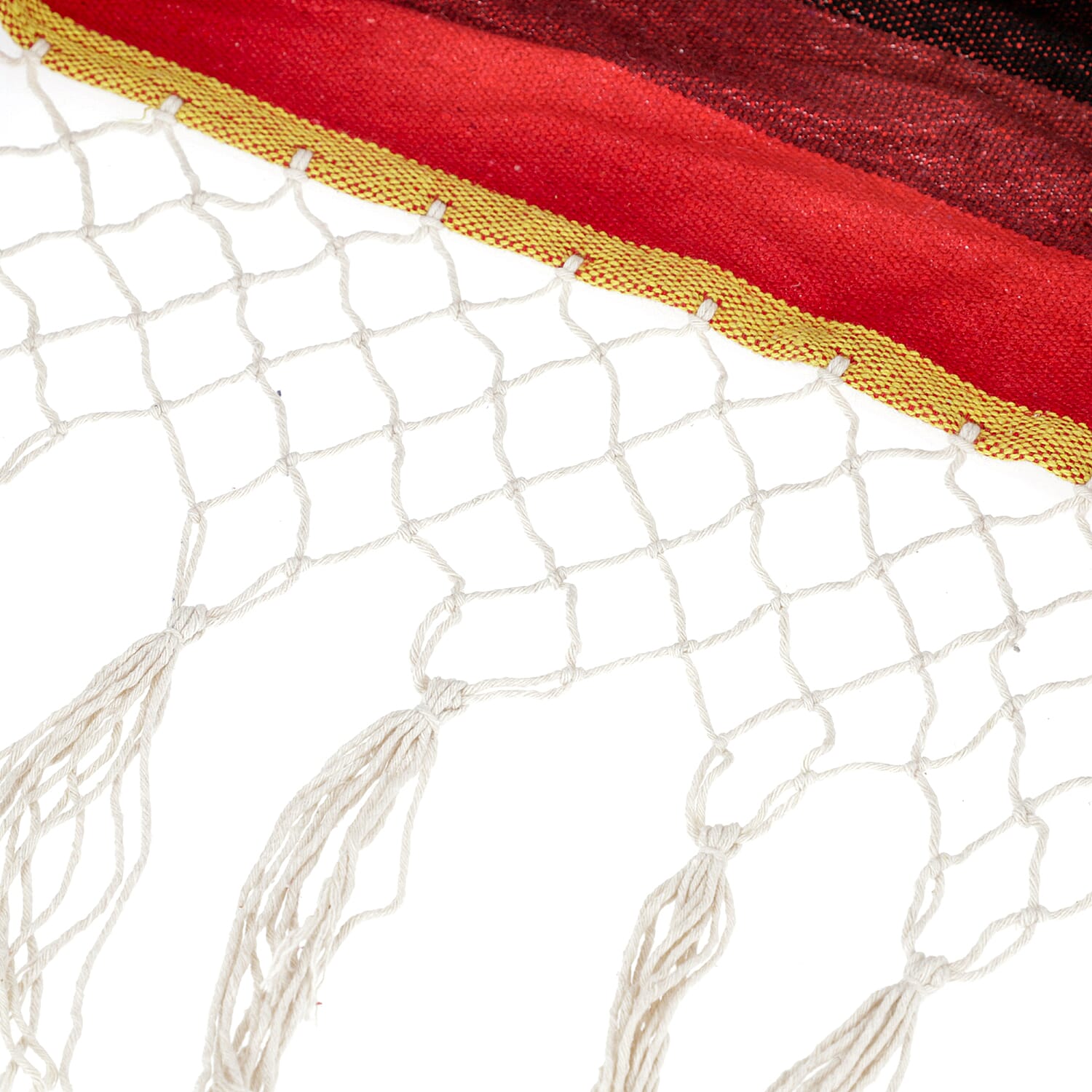 Striped Hanging Rope Hammock Swing Seat with 2 Cushions (Size 100x130 cm) - Red and Multi Colour