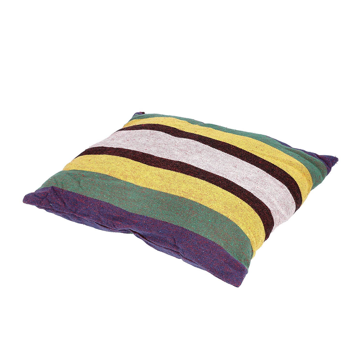 Striped Hanging Rope Hammock Swing Seat with 2 Cushions (Size 100x130 cm) - Red and Multi Colour