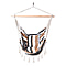 Striped Hanging Rope Hammock Swing Seat with 2 Cushions (Size 100x130cm) - White and Multi Colour