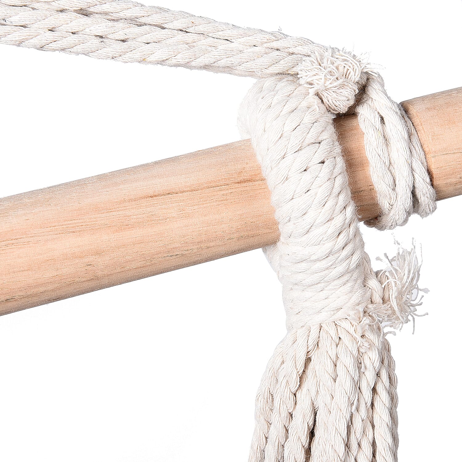 Striped Hanging Rope Hammock Swing Seat with 2 Cushions (Size 100x130cm) - White and Multi Colour