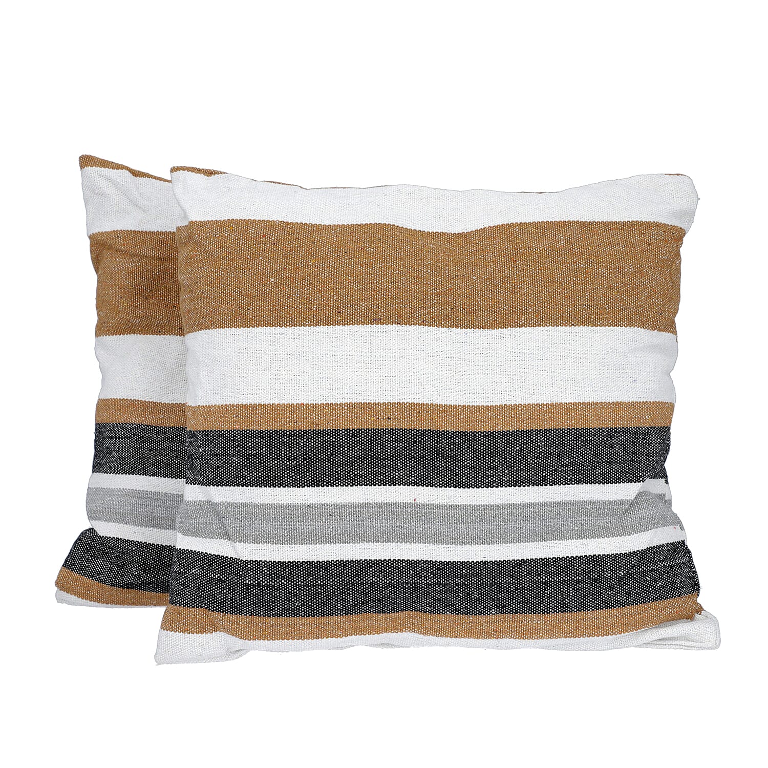 Striped Hanging Rope Hammock Swing Seat with 2 Cushions (Size 100x130cm) - White and Multi Colour