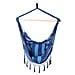 Striped Hanging Rope Hammock Swing Seat with 2 Cushions (Size 100x130cm) - Light and Dark Blue
