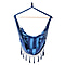 Striped Hanging Rope Hammock Swing Seat with 2 Cushions (Size 100x130cm) - Light and Dark Blue