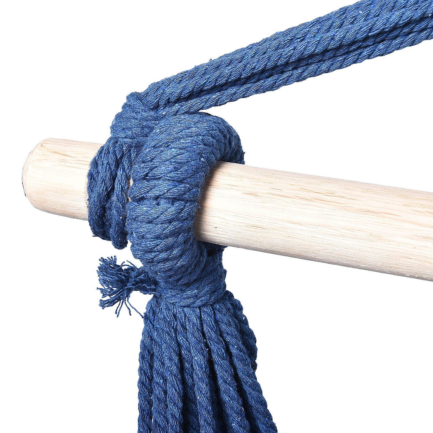 Striped Hanging Rope Hammock Swing Seat with 2 Cushions (Size 100x130cm) - Light and Dark Blue