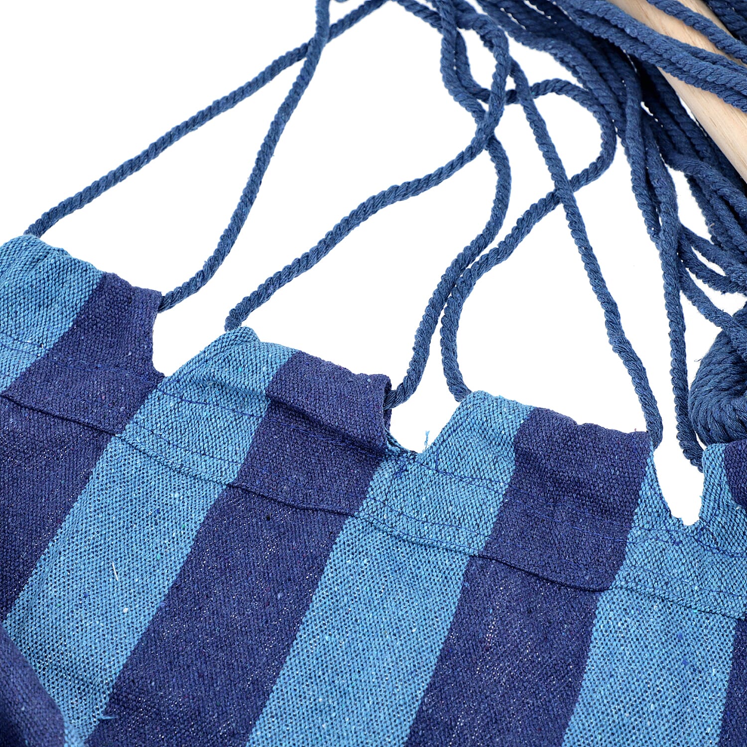 Striped Hanging Rope Hammock Swing Seat with 2 Cushions (Size 100x130cm) - Light and Dark Blue