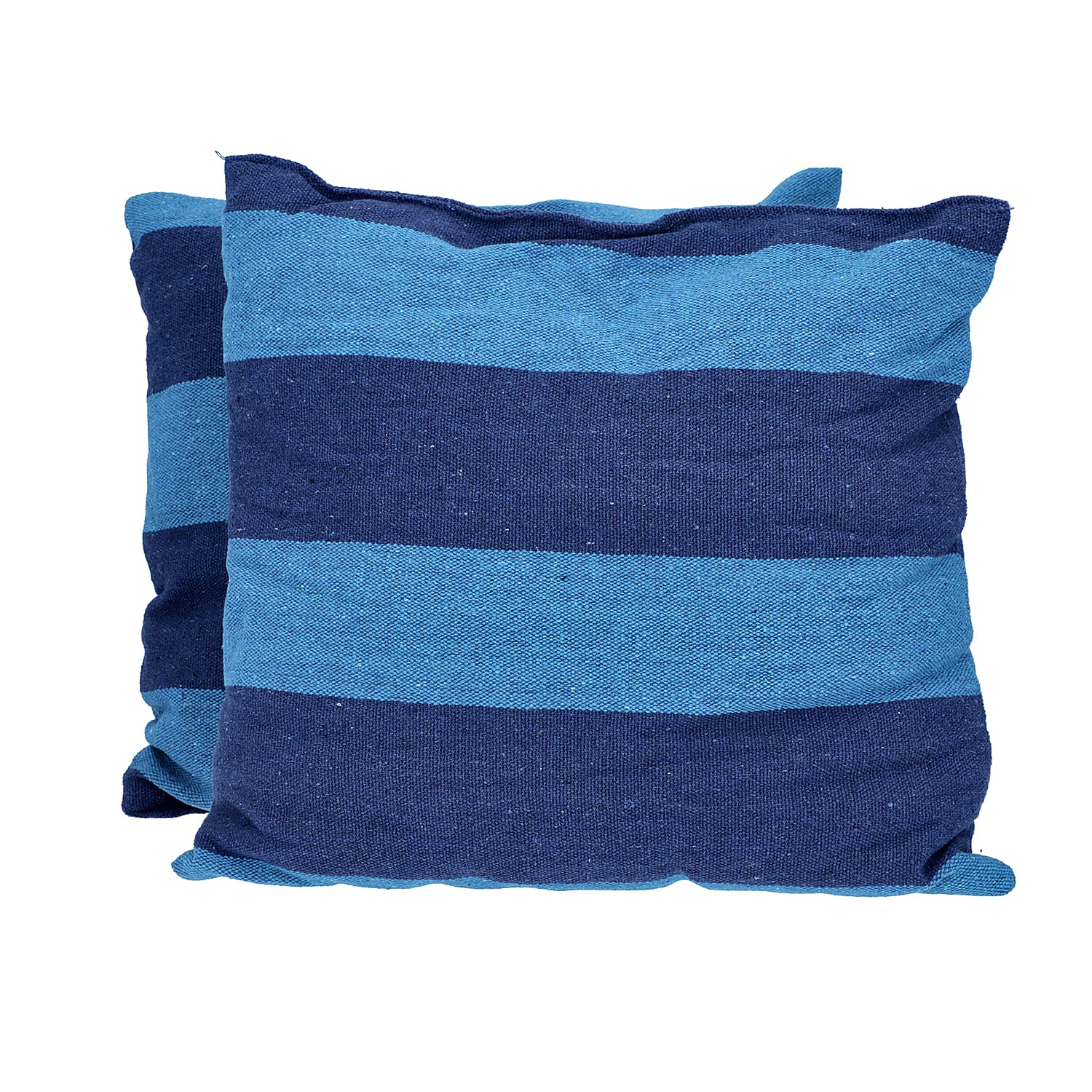 Striped Hanging Rope Hammock Swing Seat with 2 Cushions (Size 100x130cm) - Light and Dark Blue