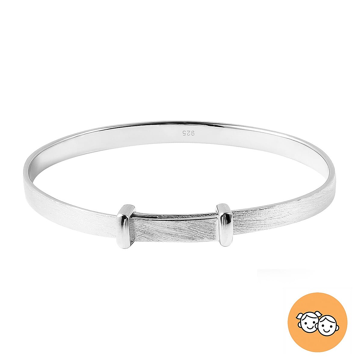 Rhodium Overlay Sterling Silver Adjustable Shiny Bangle (Size 5), Silver wt 10.90 Gms