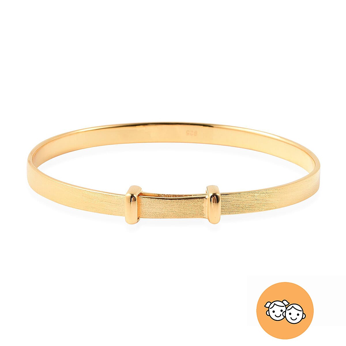Yellow Gold Overlay Sterling Silver Adjustable Shiny Bangle (Size 5), Silver wt 11.60 Gms