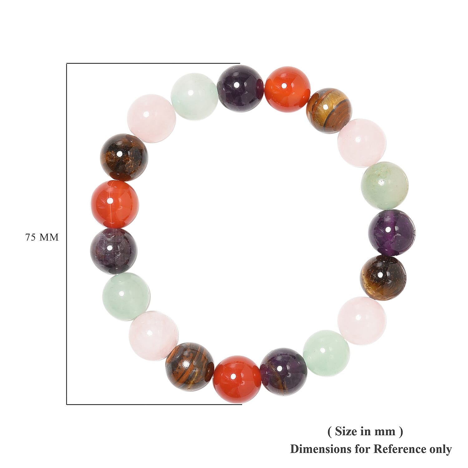 Multi Gemstone Beads Stretchable Bracelet (Size 6.5) 134.50 Ct.