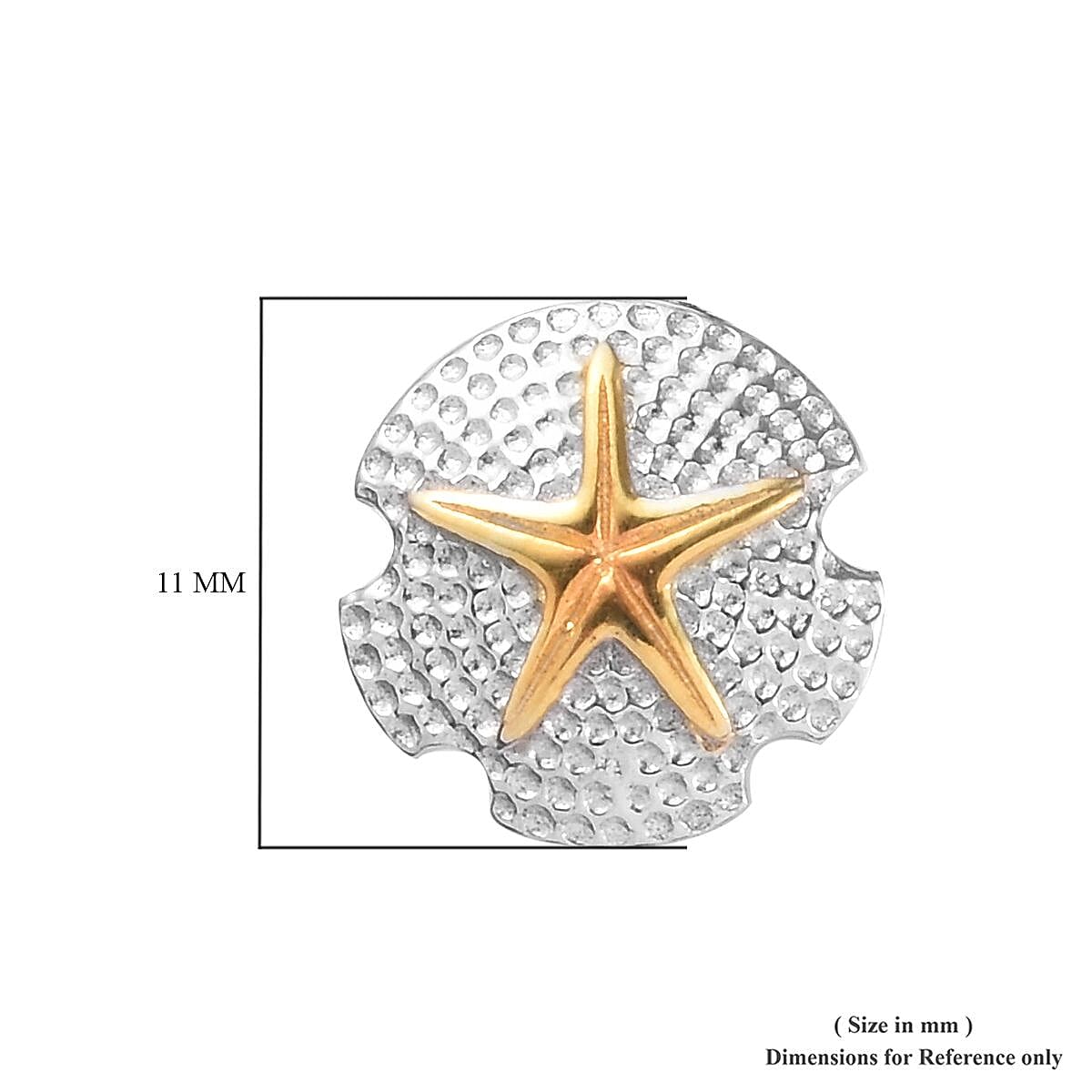 Platinum and Yellow Gold Overlay Sterling Silver Starfish Stud Earrings (with Push Back)