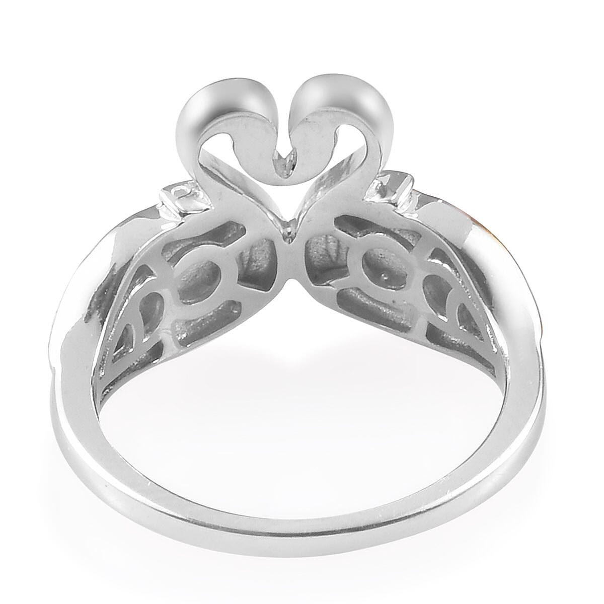 Platinum and Yellow Gold Overlay Sterling Silver Swan Kiss Ring