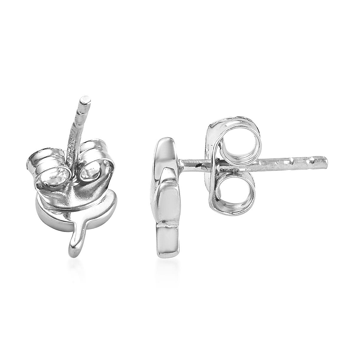 Platinum Overlay Sterling Silver Leaf Earrings (with Push Back)