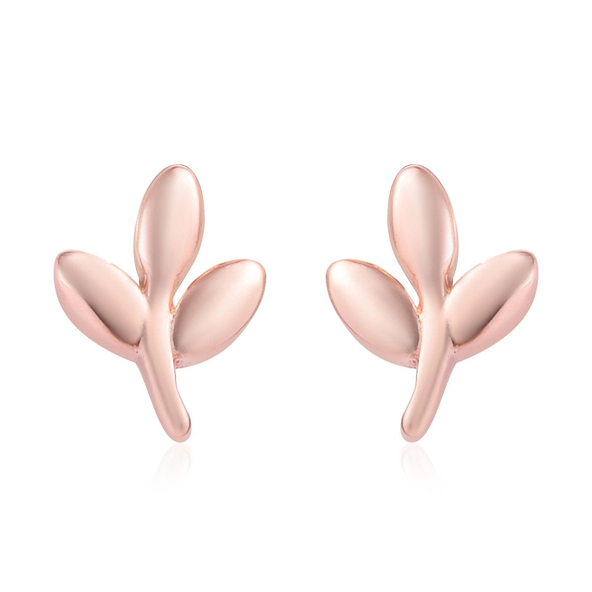 Rose Gold Overlay Sterling Silver Leaf Earrings (with Push Back)