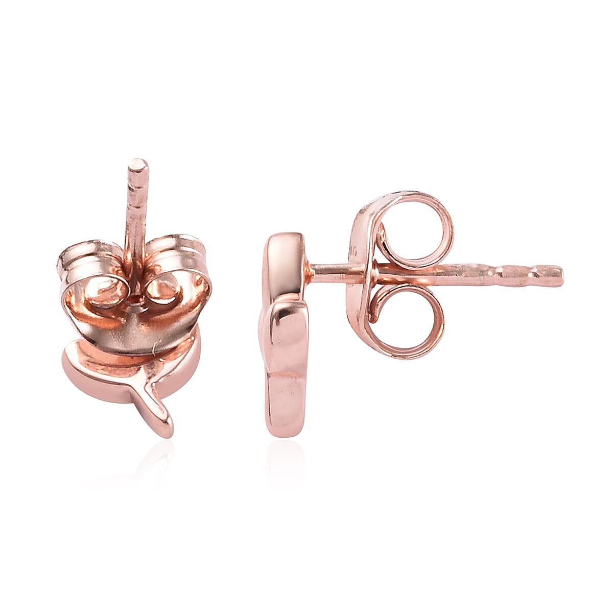 Rose Gold Overlay Sterling Silver Leaf Earrings (with Push Back)