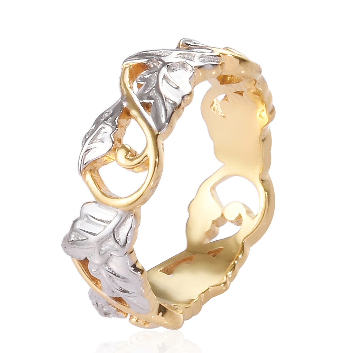 Platinum and Yellow Gold Overlay Sterling Silver Lead Band Ring