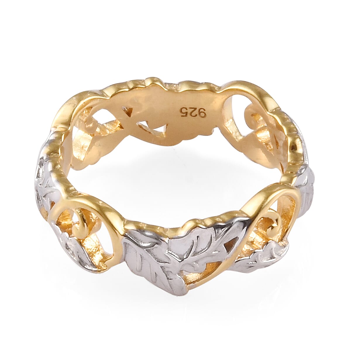 Platinum and Yellow Gold Overlay Sterling Silver Lead Band Ring